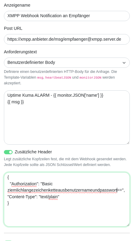uptime-kuma-xmpp-notification-settings